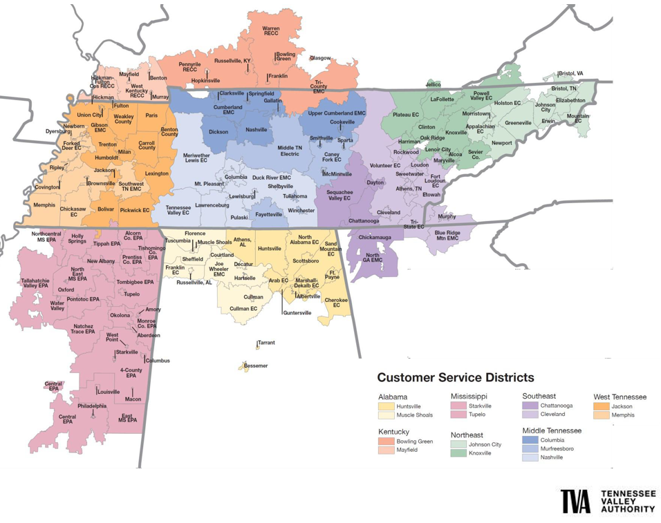 TVA Service Region Map